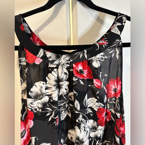 Torrid Floral Halter Neck Black/Red Sleeveless Sheer Blouse Size 1x - Picture 5 of 15